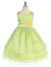 A-line Organza Tea Length Tiered Flower Girl Dress With Flower Sash